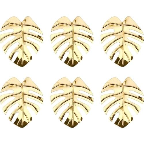 6pcs Hawaii Wedding Party Napkin Ring Monstera Napkin Holder Multi-purpose Napkin Clasp Simple Alloy Napkin Ring Golden A50