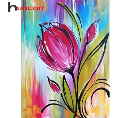 Huacan 5d Diamond Mosaic Embroidery Cross Stitch Tulip Abstract Diamond Paintings Full Square/Round Flower Home Decor