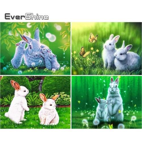EverShine Diamond Painting Animal 5D Full Drill Square Diamond Embroidery Rabbit Cross Stitch Mosaic Rhinestones Handicraft