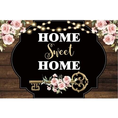 Black Wooden Board Sweet Home Happy Birthday Backdrop Holiday Party Room Decor Photo Booth Studio Prop