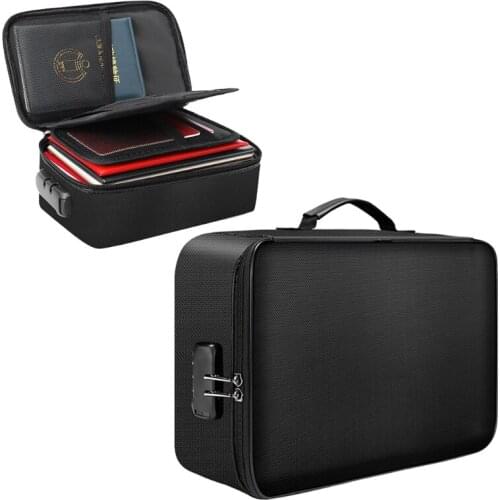 D0LF Document Organizer Bag 4-Layer Large Space Fireproof Water-Resistant Zipper