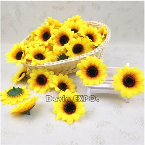 New 20Pcs 7cm Sunflower Bridal Wedding Decoration Flowers Artificial Flowers Heads Party Home DIY gift box Christmas Decoration