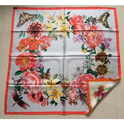 Double Side Print 100% Silk Scarf Shawl Women Fashion Head Scarves Floral 35"x35"