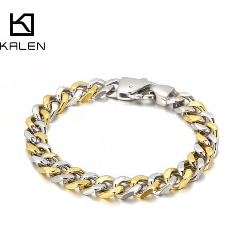 KALEN 3color 316L Stainless Steel Cuban Chain Mens Simple Bracelet Fashion Jewelry