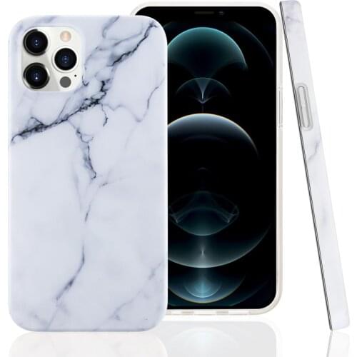 Netarlier Classic white marble Phone Case For iPhone12 Pro Max 6.7 inch Protective Thick IMD Soft Matte Black Cover For 12 mini