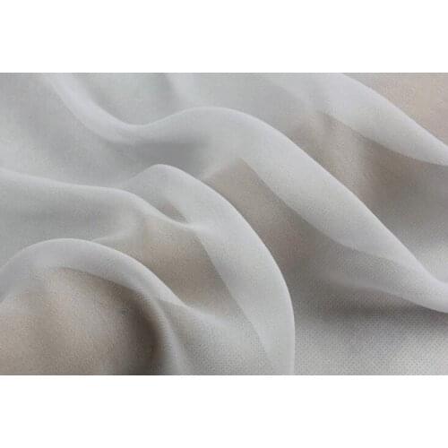 Howmay pure silk fabric georgette 8m/m 138cm 54" silver color 33# lightweight soft tulle for dress or scarf