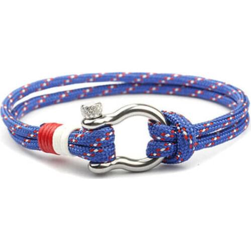 Nautical Buckle Paracord Mens Rope Sailing Stainless Steel U Bracelet Shaped
