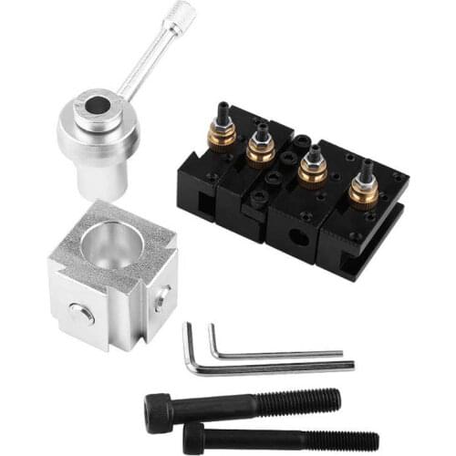 Set of Aluminum Alloy Quick Change Mini Lathe Tool Post and Holder Lathe Accessary Kit Black Silve Mini Lathe