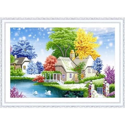 5d DIY Diamond Painting Full Drill Round Rhinestones Diamond Mosaic Cross Stitch Kits Embroidery European Pastoral Scene