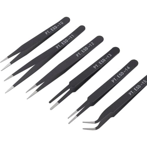 6pcs/set Iron Beading Tweezers Sets Eyelash Extension for Jewelry Making Tool Set Nails Decoration Curved Straight Tweezers