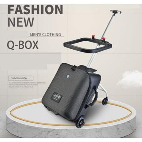 New Lazy Rolling Luggage Cabin Travel Suitcase Kid Trolley Case With Wheels for Baby Car Can Sit Carry-On Box 20 Inch