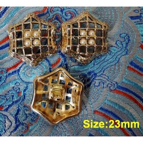 Wholesale 10 pcs High-grade Metal Alloy gold pearl Clothing Overcoat Jacket Buttons Coat Sweater Button Size 23mm Free shipping