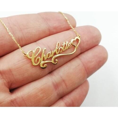 Custom Name Necklace Personalized Ribbon Heart Pendant Necklace Women Girl Best Friends Gifts Stainless Steel Jewelry