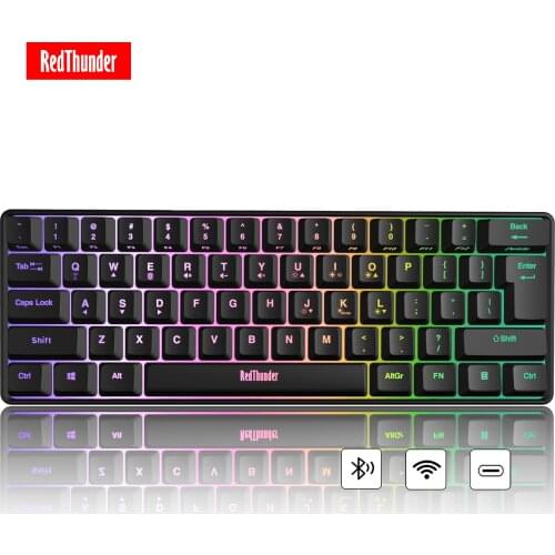 RedThunder Rechargeable 60% Wireless Bluebooth Gaming Keyboard, RGB Backlit Ultra-Compact Mini Keyboard for PC, MAC, PS4 Gamer