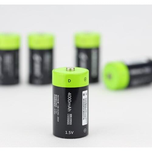 SORVESS 2PCS 1.5V 4000mAh Lipo Lithium Polymer Battery D ZNTR Rechargeable Batteries + 1pcs USB Cable For Gas Oven Flashlight