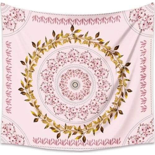 Peach Pink Mandala Flower Indian Tapestry for Livingroom Photography Wall Decor