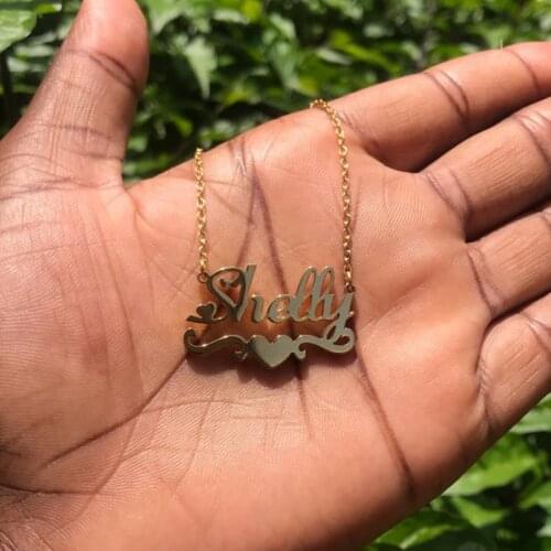 Personalized Name Custom Necklace Heart Ribbon Nameplate Pendant Rose Choker Necklace For Women Stainless Steel BFF Jewelry Gift