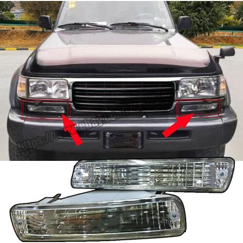 Fits Land Cruiser LC80 FJ80 4500 1991-1997 2pcs/set Clear Front Bumper Indicator Turn Signal Lights