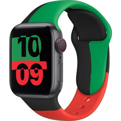 2021 New Soft Silicone Sport Band for Apple Watch Series 6 SE 5 4 3 2 Black Unity Watchband for iWatch 38MM 42MM 40MM 44MM Strap