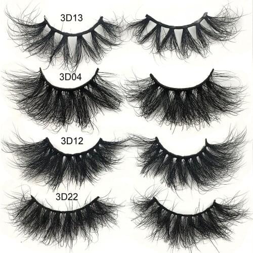 Mink Lashes Wholesale 25mm Mink Eyelashes Dramatic Long 18mm-25mm Fluffy Messy 3D Eyelashes Makeup Eye Lashes