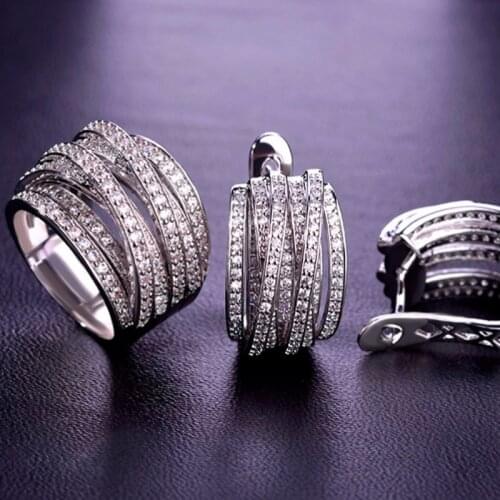 Luxury Brand Cubic Zircon Bridal Ring For Women Accessories rhodium silver Color Anel Aneis Elegant Ring Zircon Anillos Woman