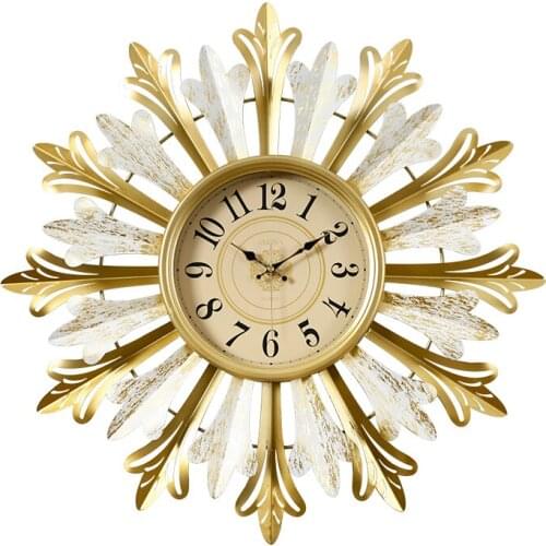 Luxury Large Wall Clock Modern Art Metal Golden Silent Creative Living Room Wall Clock Nordic Reloj De Pared Home Decor DL60WC