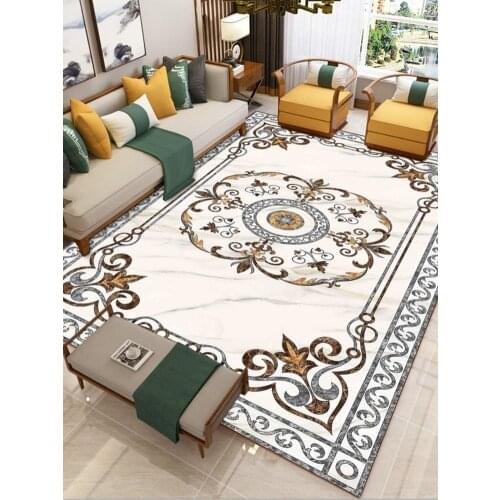 European style luxury bedroom carpet autumn and winter washable carpet living room geometric floor mat modern printing