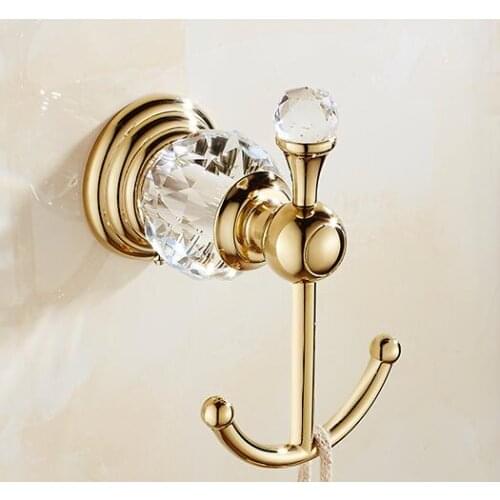 European Style Luxury Crystal Gold Robe Hook Bathroom Hangings Gold Towel Rack Clothes Hook Home Decoration Bathroom