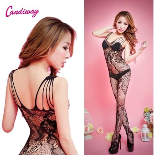 Sexy Plum Fishnet and Lace Bodystocking Dobby Lingerie Hollow Strap Body Apparel Mesh Baby Doll Suspender Crotchless GA076