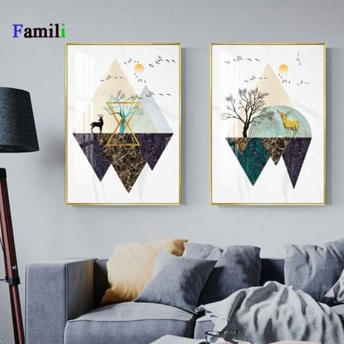 Modern Abstract Geometric Canvas Painting Office Wall Art Decorative Pictures Poster Prints for Living Room Interior Home Decor