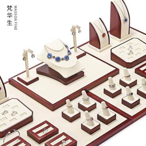 Solid wood jewelry counter display props, rings, bracelets, jewelry shelves, necklaces, pendants, earrings, display stands