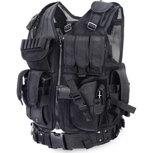 Police Tactical Airsoft Vest Outdoor Camouflage Military Body Armor Hunting Molle Vest with Gun Holster