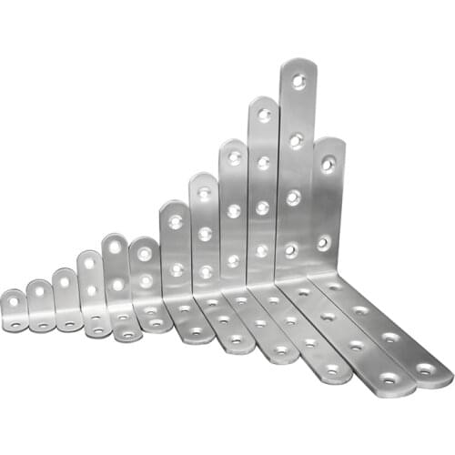 Stainless Steel 90 Degree L Corner Bracket Corner L-shaped Angle Code Connector for Wood Furniture Bedframe Cabinet