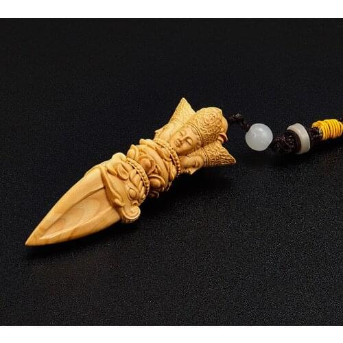 10CM Boxwood Gada Mallet Blunt Subcontinent Hand Carve Collection Gada-yuddha Art Mace Pendant Buddha Statue Home Decor