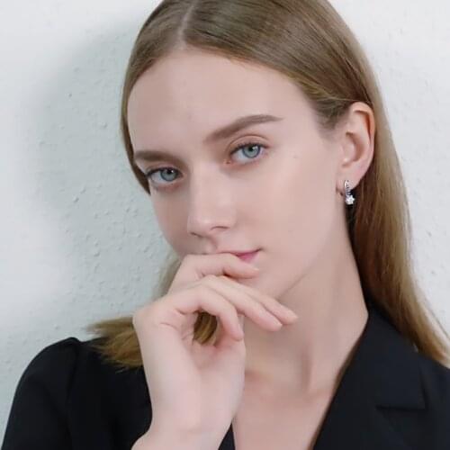 Black Awn Hot Sale Genuine 925 Sterling Silver Round Engagement Hoop Earrings for Women Black Spinel Stone Jewelry Bijoux