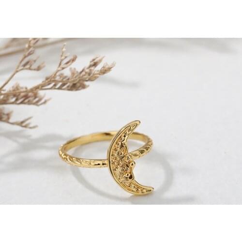 Vintage Moon Rings For Women Fashion Jewelry 2021 New Lunar Eclipse Crescent Ring Girlfriend Gifts Bague Femme