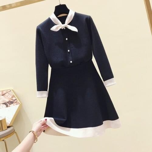 2 piece set women autumn new style fashion temperament suit loose sweater with half skirt womens knitted sweater two-piece set