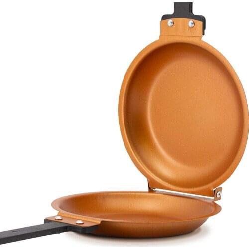 1PC Home Baking Pan Steel Cake Pan Non-stick Frying Pan Quick Double-sided Frying Pan With Heat-Resistant Handle Kitchen Tools