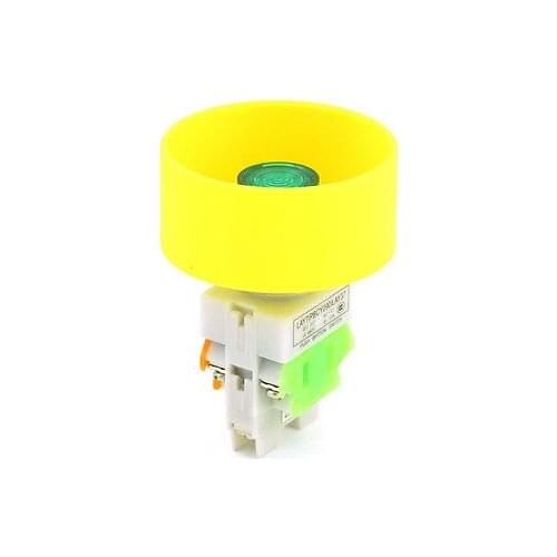 15V DC 6 Screw Terminals Green Light Lamp NO/NC Push Button Switch