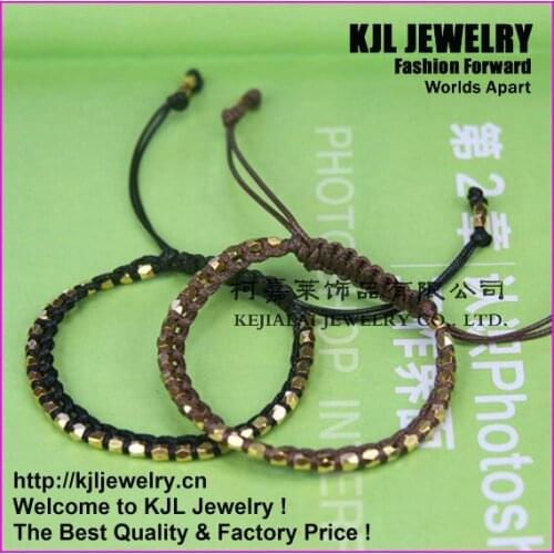 20pcs NEW style !Fashion Golden Adjustable Bracelet, Macrame Braid Gold Nugget bead bracelet in brown and black color