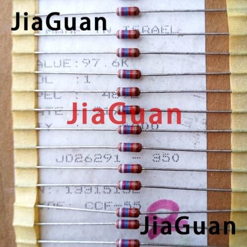 50PCS VISHAY DALE CCF55 0.25W 97.6K 1% Axial Metal Film Color Ring Resistors CCF-55 1/4W 97k6 Instead of 100K