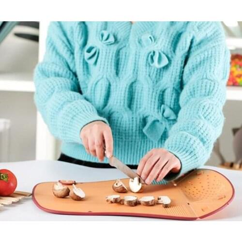 6IN1 Multi-Function Cutting Board With Knife Sharpener Sink Drain Basket Washable Vegetables Strainer Grater Grind Garlic Tools