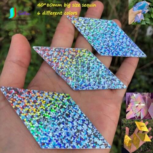 800pcs 40*80mm Diamond Shape Loose Large Holographic gold,silver for Crafts Sew DIY Hologram Bag Garment Rhombus Sequin A0063L