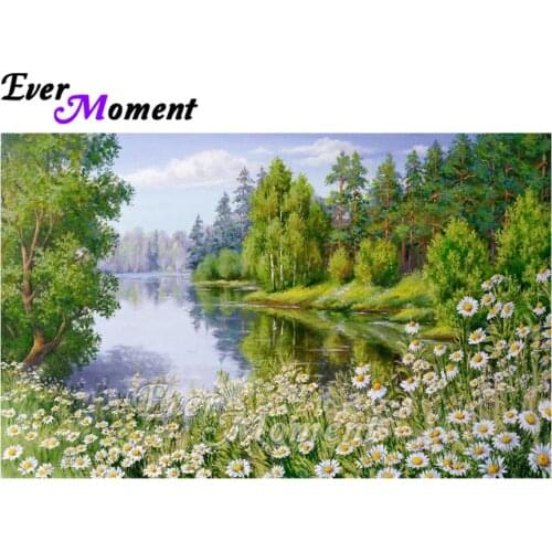 Ever Moment DIY Diamond Embroidery Flowers Trees 5D Nature Scenery Picture Full Square Needlework Hobby Home Decoration ASF1058