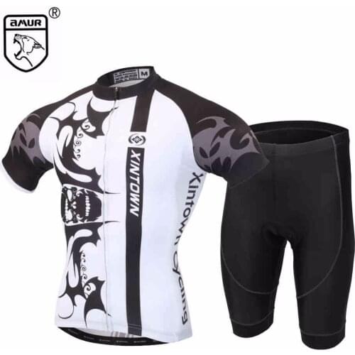 Amur Leopard Cycling Bike Jersey Sets White Mesh Quick Dry Short Sleeve Cool Bicycle Jersey + Gel Cushion Shorts for Summer