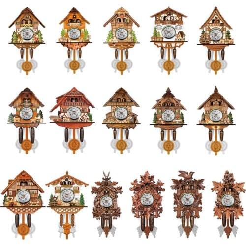 Antique Wooden Cuckoo Wall Clock Bird Time Bell Swing Alarm Watch Home Restaurant Decoration Dropship
