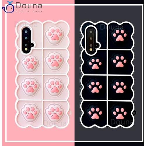 Pop Bubble Case for Samsung A20E A02 A50 A51 A71 A12 A52 72 S21 S20 S10 S9 Plus Note 9 10 20 Ultra Relieve Stress Cat Paws Cover