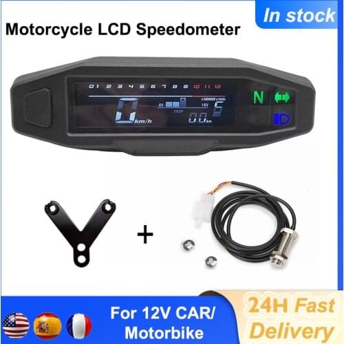 Motorcycle Digital Speedometer 1200RPM 5 Gear Oil level 12V LCD Display Voltage Switching Motorcycle Odometer