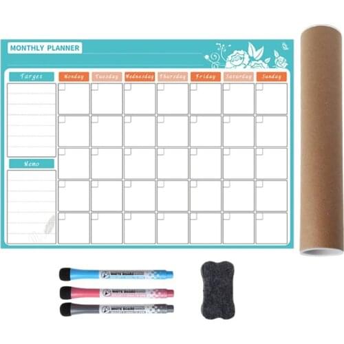 A3 Monthly Planner Magnetic Whiteboard Fridge Magnets Drawing Message Board Memo B85B