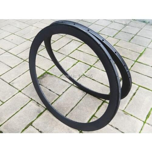 FLX-RIM-T05 : Carbon Matt Cycling road bike 700c Tubular wheel rim 50mm ( Basalt Brake Side )